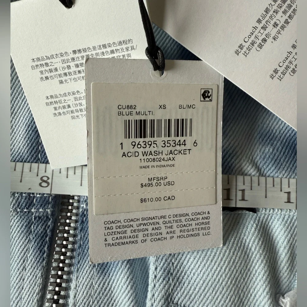 NWT Coach Acid Wash Denim Blue Jacket CU882